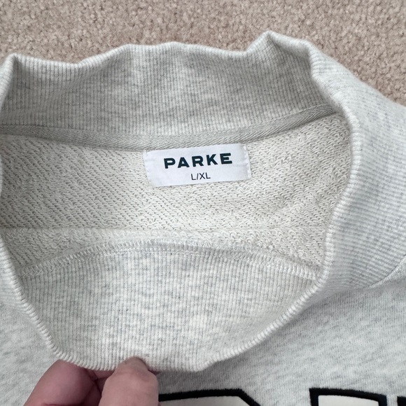 NWT Parke x Set Active Collaboration Varsity Mockneck L/XL Gray Sweatshirt Orca - Picture 6 of 10